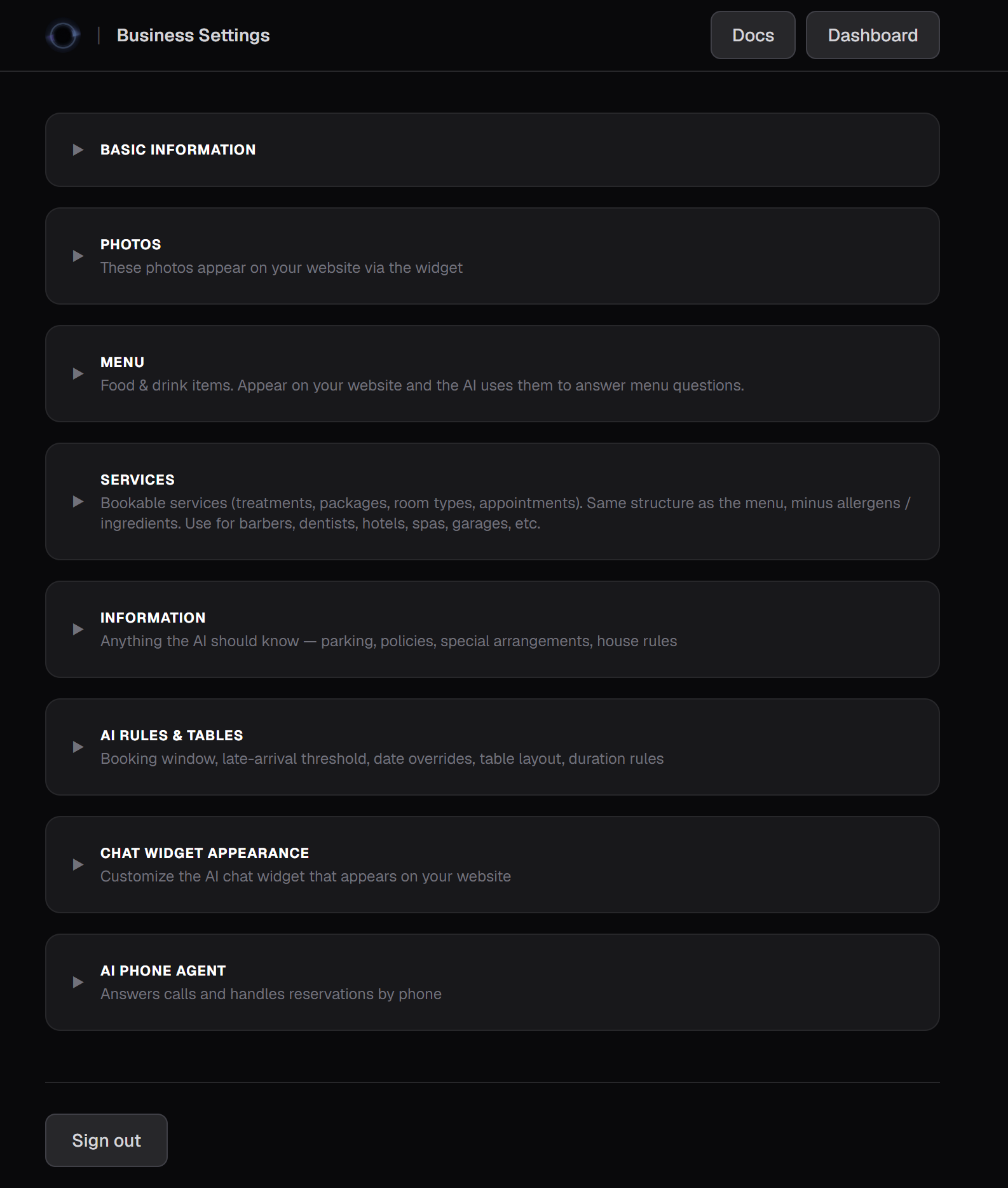 Manage your website content from the dashboard